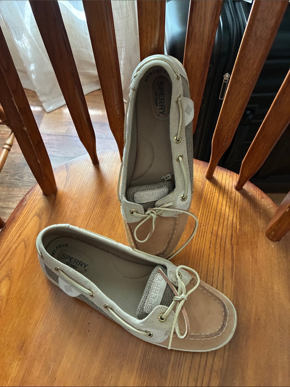 Sperry Women's Two-Tone Tan and Cream Canvas Boat Shoes